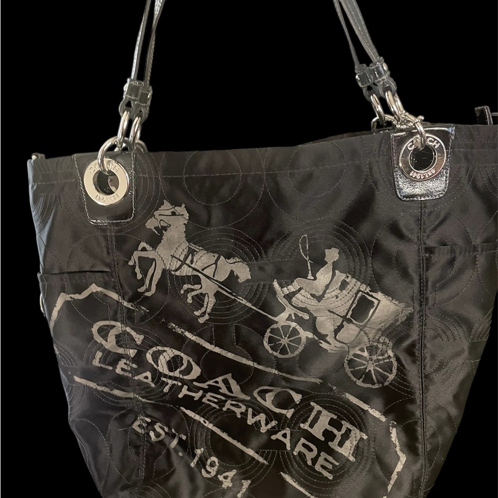 Coach Alex OP Art Quilted Tote EUC Silver Hardware